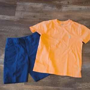 Polo by Ralph Lauren Orange Short Sleeve Tee for Kids Polo Navy Shorts Size 8